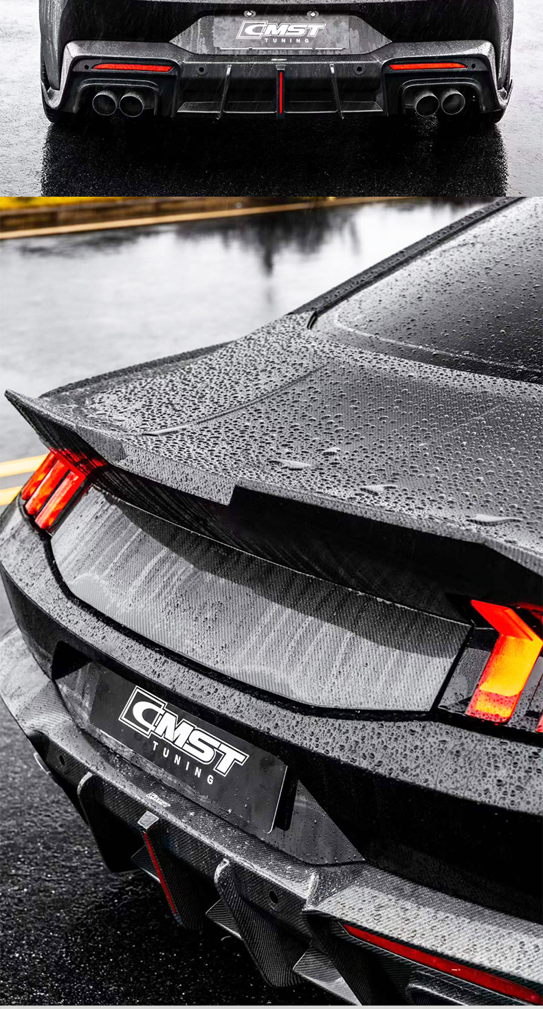 Suitable for Ford Mustang modifications: CMST carbon fiber front splitter, rear lip, side skirts, wind deflectors, hood, and fender flares