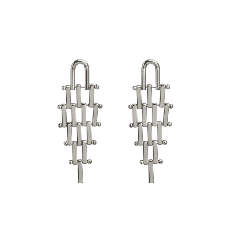European and American chain earrings metal woven tassel fashion pendant earrings female s925 silver needle advanced gold plated ear jewelry