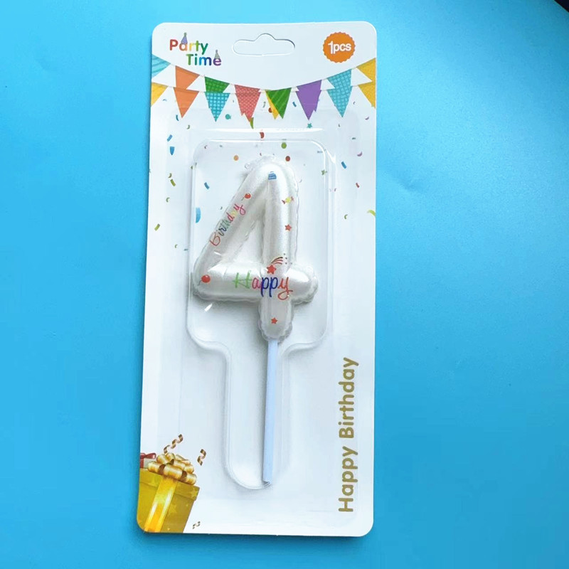 Decoración de pastel de horneado globos blancos velas digitales de color rosado gradiente inswind pastel de cumpleaños vela insert