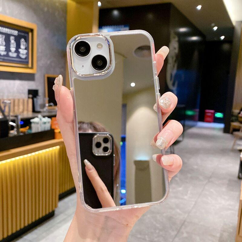 Mirror Case Suitable for Iphone16Pro Protective Cover Silver Beads Apple 12/Xr Violent Bear Holder Mobile Phone Case