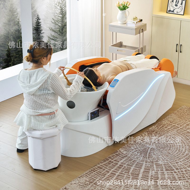 Cama de lavado de cabello de masaje eléctrico cama de curado de cabello de circulación de agua a temperatura constante cama de lavado de agua de fumigación cama de proyecto especial para salón de peluquería