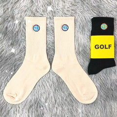 Champion brand golf round embroidery socks, Instagram trendy for men and women, Western European and American fashion, hip-hop sports skateboard, pure cotton mid-calf socks