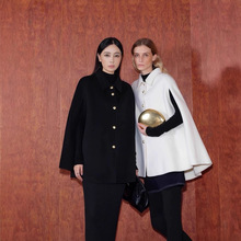 千金斗篷100羊毛双面呢披肩大衣金属扣复古短外套女贵气2025冬