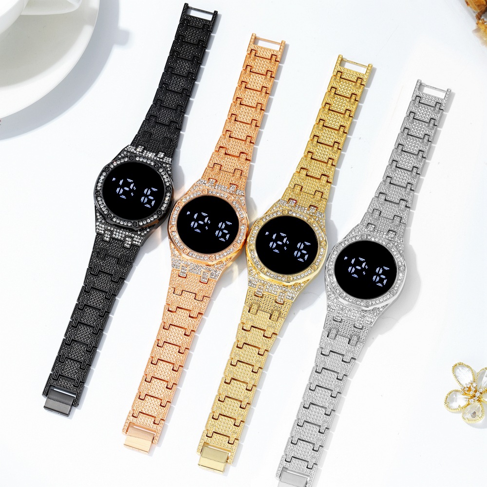 2024 Neue Luxus-Diamantarmband-Legierungsstahlband LED-Anzeige Touchscreen Damenuhr_voghion.com