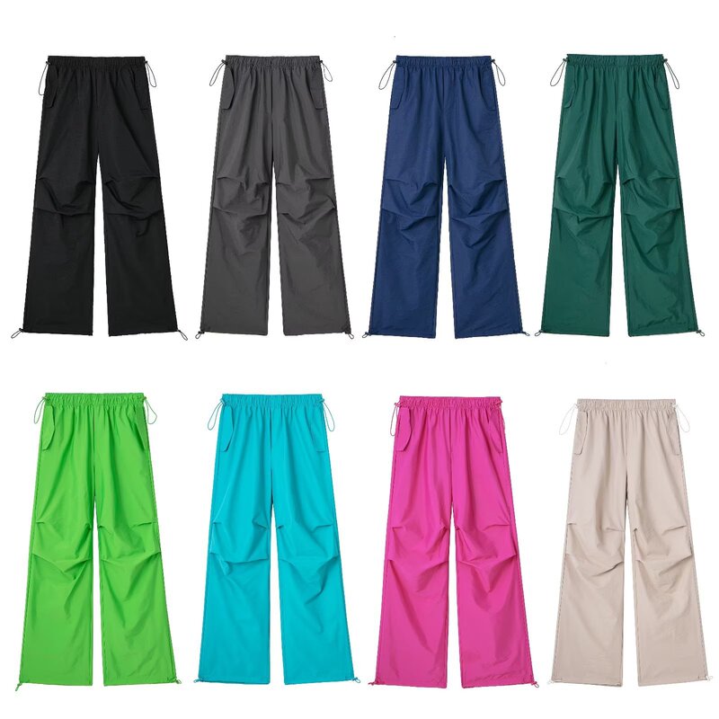 2023 Spring and Summer New European Station Nylon Parachute Jogging Pants Women Trousers WDL7226
