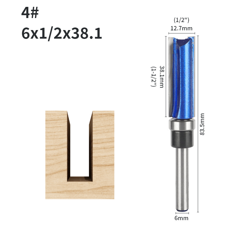 Rodamiento cuchillo recto 6-mango conjunto de cuatro piezas de doble hoja ranurada mango con cojinete cuchillo recto máquina de corte cabeza de corte carpintería fresadora