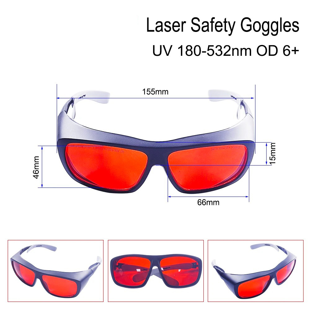 OD6 + gafas de protección láser UV luz azul luz verde 355 / 450 / 532nm gafas láser profesional