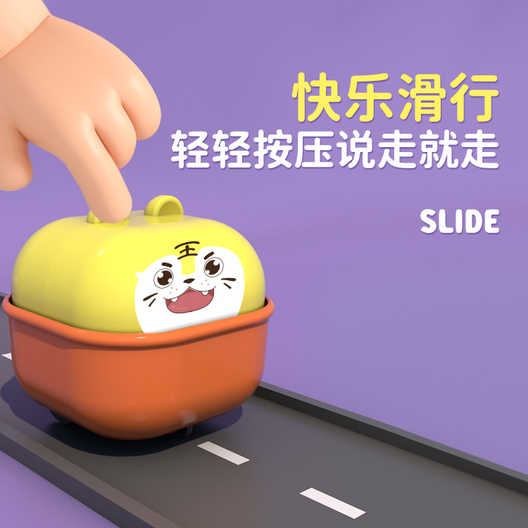 Cartoon cute coches de inercia de retorno tipo prensado cute taza mascota juguete infantil suave caída oso cachorro