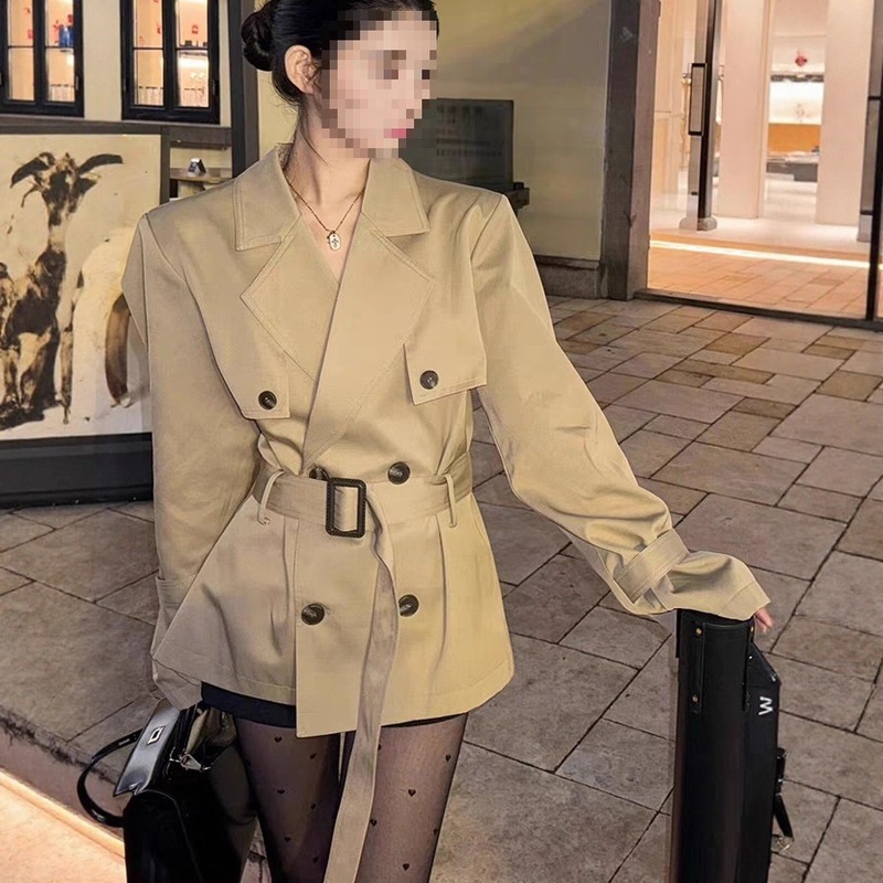 韩版高级感风衣外套女2025春秋新款英伦风小个子收腰气质短款大衣|undefined