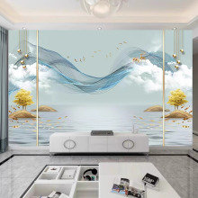 电视背景墙壁纸2025新款客厅轻奢墙纸影视墙墙布3d立体壁画8d壁布