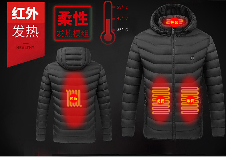 Zona 2-19 ropa acolchada de algodón transfronterizo Otoño e Invierno calefacción inteligente ropa acolchada de algodón abrigo de hombres y mujeres calefacción de invierno temperatura constante calefacción eléctrica ropa acolchada de algodón