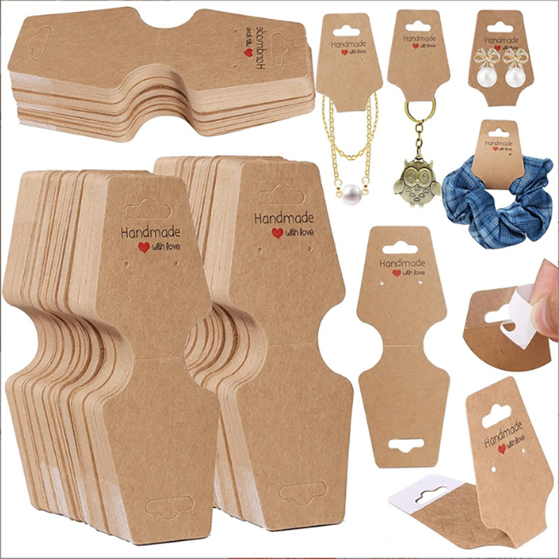 Tarjetas de joyería dobladas tarjetas de cinta adhesiva autoadhesiva tarjeta de elevación de joyería hecha a mano tarjeta de exhibición de explosión transfronteriza en stock