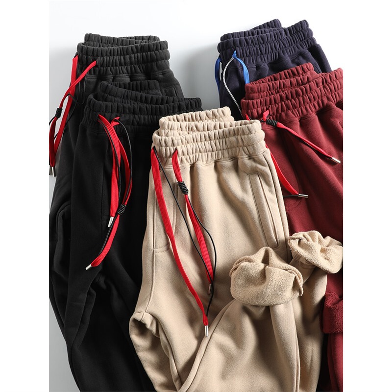 400g Heavyweight Roman Velvet Thick Casual Cuffed Sweatpants Basic Versatile Drawstring Sports Casual Men's Pants