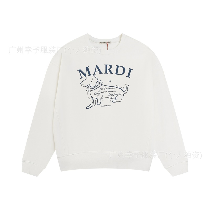 现货潮牌韩国Mardi卫衣金高银同款潮牌小雏菊印花腊肠狗圆领上衣|undefined