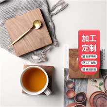 批發黑胡桃手工實木方形防燙杯墊隔熱墊用於保護桌面