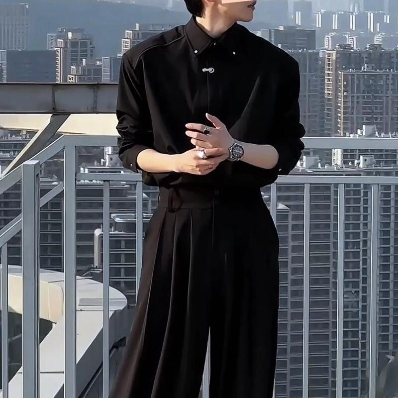 Cross-Border Spring New Arrivals High-Quality Designer Set Simple Shirt Set Casual Loose Shirt and Long Pants Set