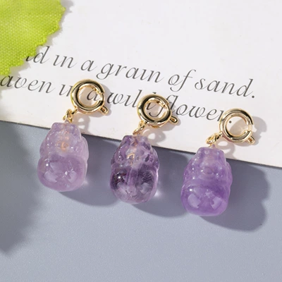 Natural Amethyst Pink Crystal Zərgərlik ara hissələri - no-26-spring-buckle-pixiu