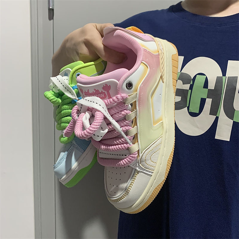 Two-tone casual universal design sneakers for students platform