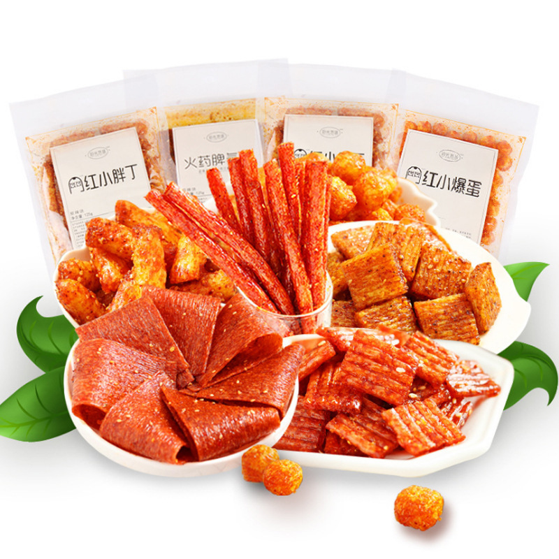 拾光悠味辣条大辣片辣皮125g面筋休闲摆摊批货网红辣条小零食批发|undefined