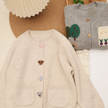100%纯羊毛洗绒女童开衫跑量款】女宝针织衫日式插肩袖毛衣外套厚