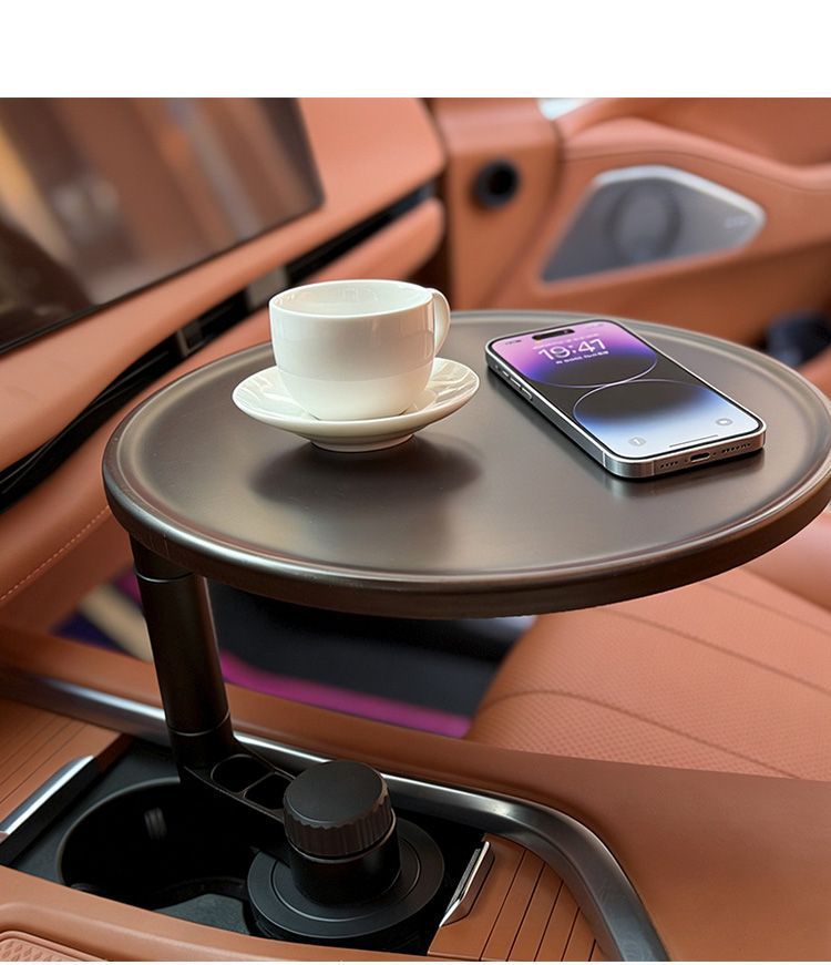 High-End Universal Car-Mounted Floating Small Table Tray with Cup Holder, Tea Tray, Tea Table Storage Accessory