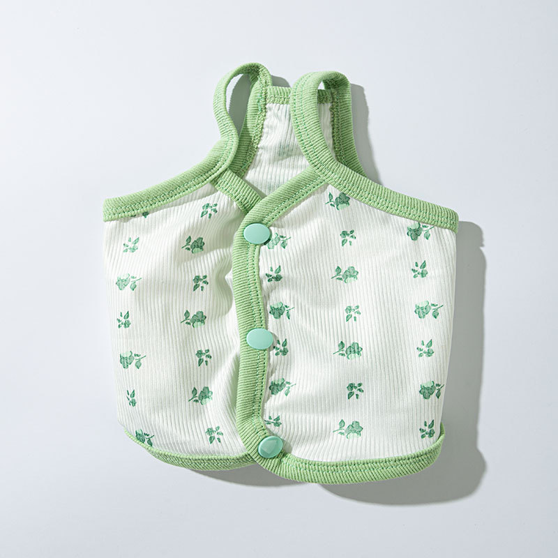 Adorable chaleco de perro de verano delgado mascota ropa de perro impresa pequeña flor de la falda de la tira simple Teddy Bear