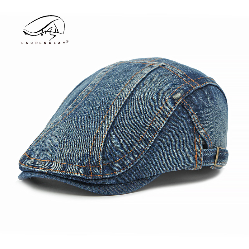 Béret rétro unisexe pour hommes et femmes, casquette en denim délavé, tendance_voghion.com