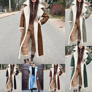 F0678 cross-border European and American popular women's coat fur integrated coat thickened plush winter lamb wool long