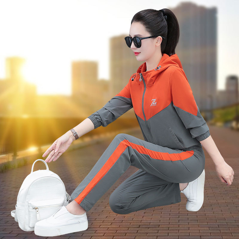 春秋运动服套装女士2025新款爆款秋季中年妈妈休闲时尚洋气两件套|undefined