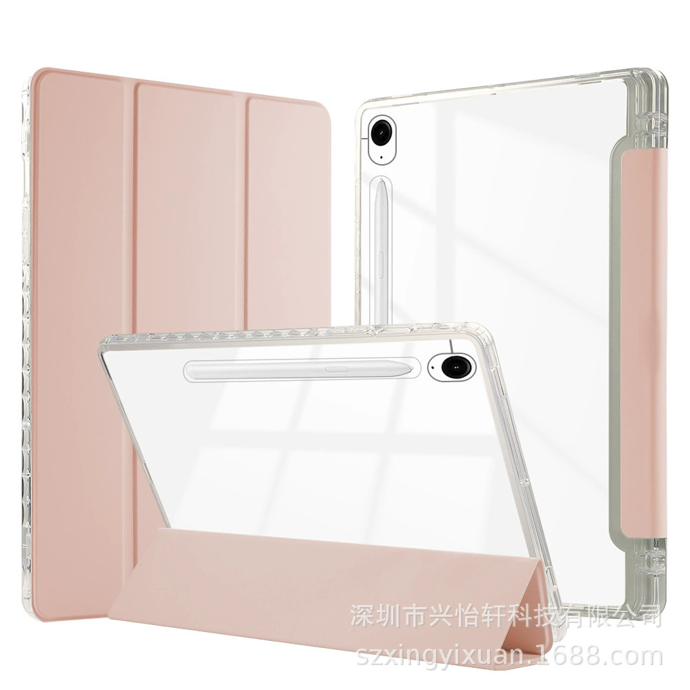 Protective Case (Samsung) Galaxy Tab S10 FE+ 13.1, transparent acrylic tri-fold stand with pen slot