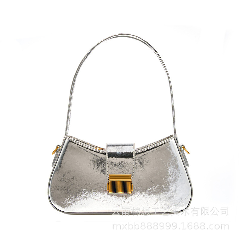 French Niche Design Genuine Leather Retro Underarm Bag For Women, High-End Baguette Handbag, Versatile Simple Trendy Style - Thumbnail 6