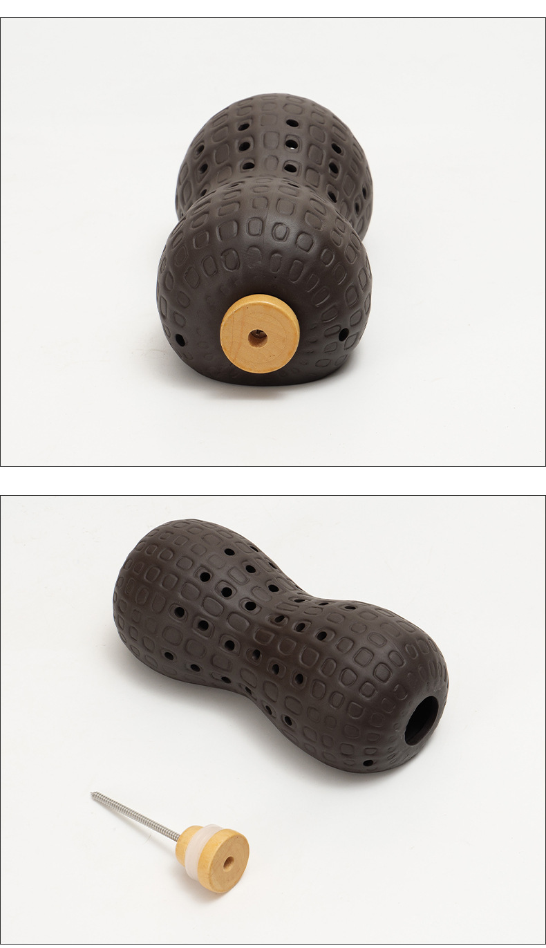 Black Purple Clay Peanut Moxibustion Neck Pillow with 108 Aged Moxa Sticks and Towel for Adult Warm Compress Care in use