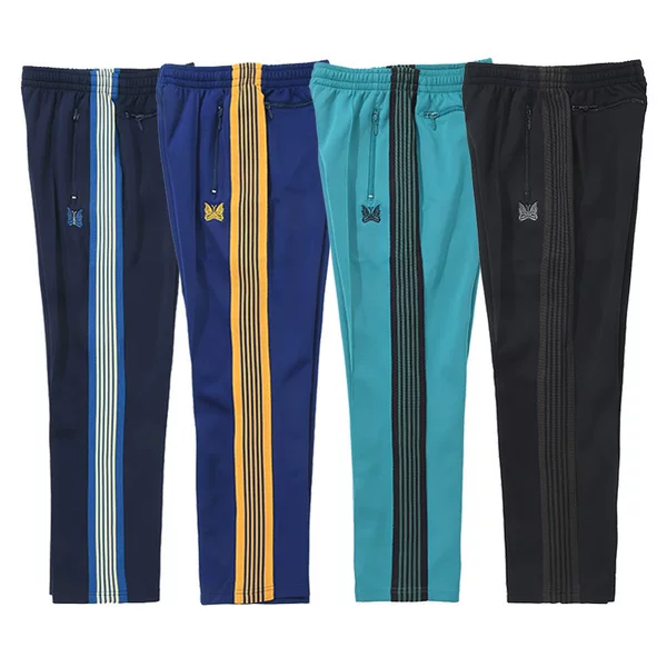 Autumn and Winter New Butterfly Embroidery Casual Pants Trendy Striped Webbing Sweatpants High Street Men and Women Couple Pants Trendy