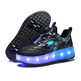 New small four-wheel heyday shoes boys and girls roller shoes student sports skates USB rechargeable luminous shoes
