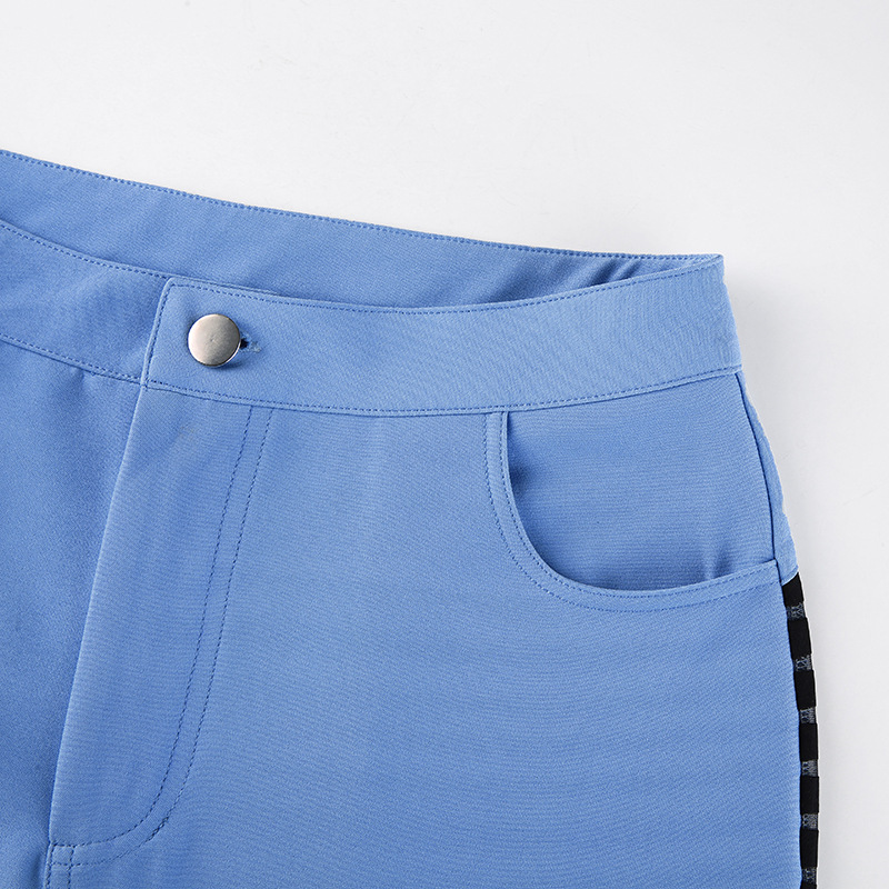 Tight Hit Color Stitching See-Through Stripes High Waist Zipper Trousers NSKAJ112234