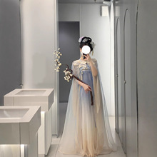 新款唐制对襟齐胸襦裙汉服女仙气破烂袖云肩斗篷古装套装日常汉服