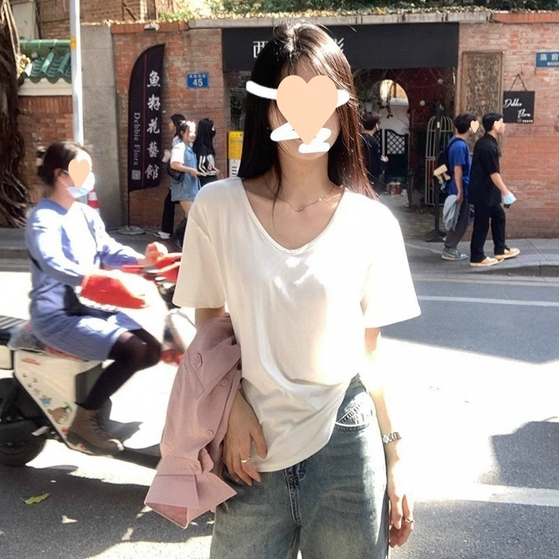 Универсальная белая рубашка с короткими рукавами для женщин, лето 2025, новый воротник, белая рубашка с правым плечом и низом для женщин, летний стиль