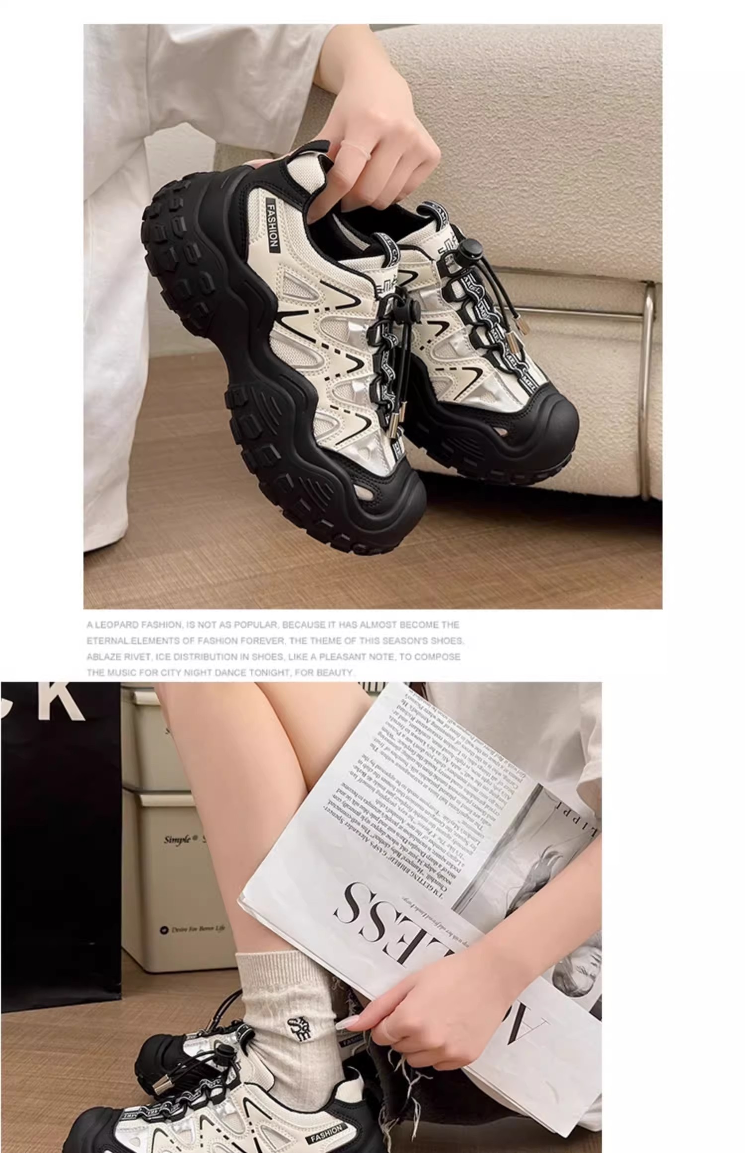 Modele noi de încălțăminte pentru femei cu tocuri cu platformă și talpă groasă care sporesc înălțimea și pantofi cu șireturi pentru mărimi mari_voghion.com