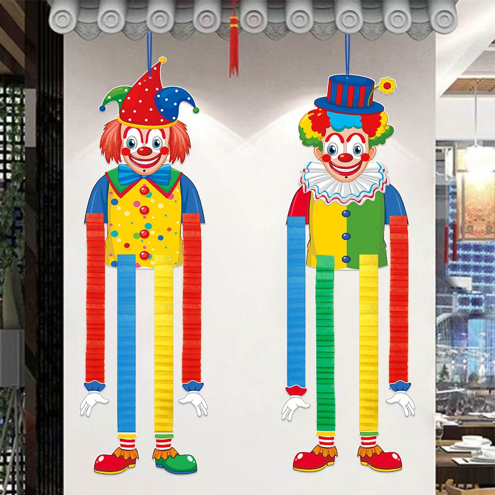 Venta caliente transfronteriza carnaval payaso circo colgante tridimensional carnaval fiesta de cumpleaños colgante telescópico de panal
