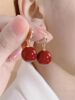 Red bead ear hook 14mm