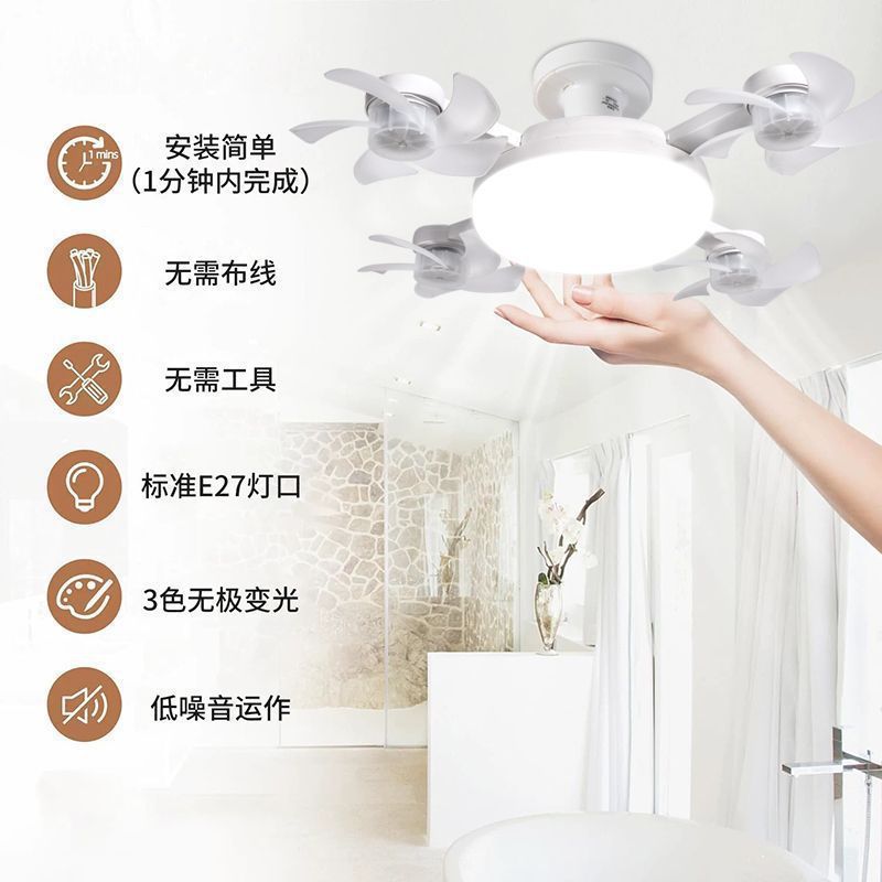 北欧螺口风扇灯吊扇灯餐厅客厅大风力静音家用一体现代E27电扇灯|undefined