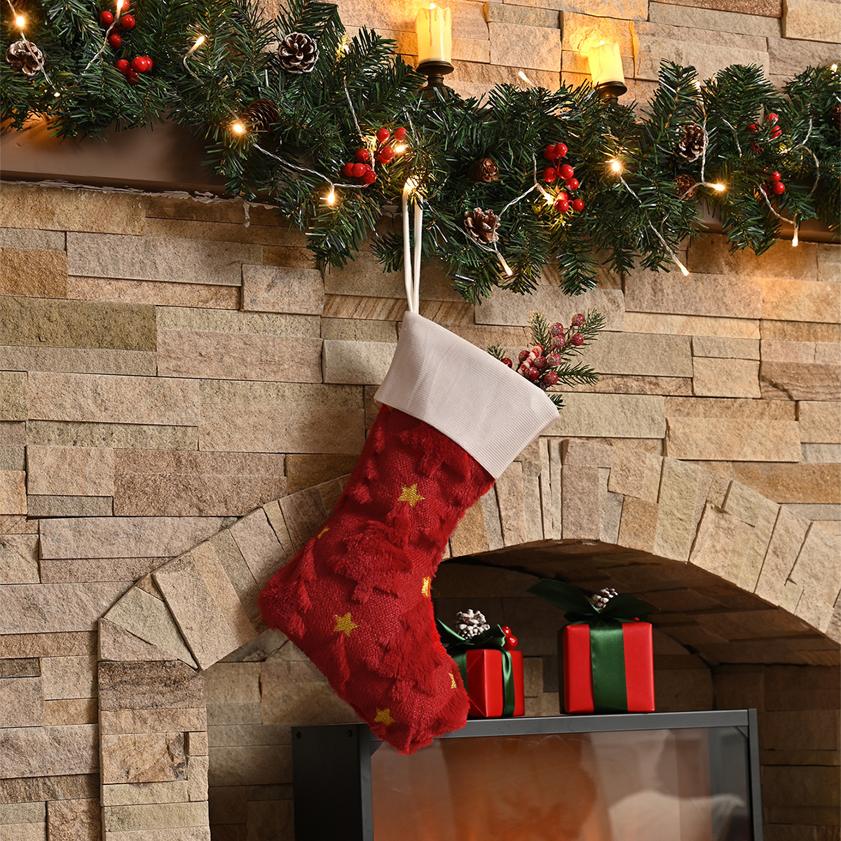 Amazon transfronterizo nuevo calcetines de Navidad Europa y América calcetines de decoración de Navidad bordados de lana fuente de fábrica al por mayor image 6