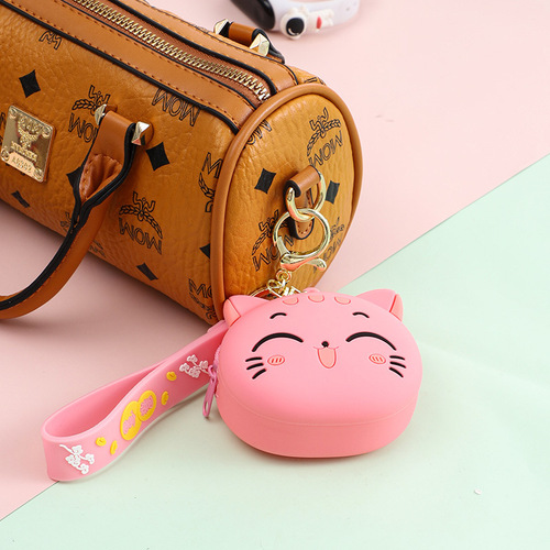 Creative Cartoon Cat Wallet Keychain Cute Pendant Delicate Backpack Pendant Coin Earphone Storage Wholesale 