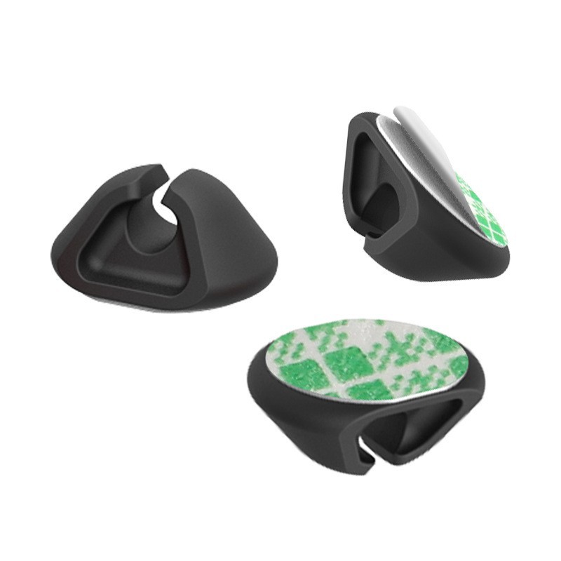 단일 구멍 검정색 케이블 정리기(강한 흰색 접착제)