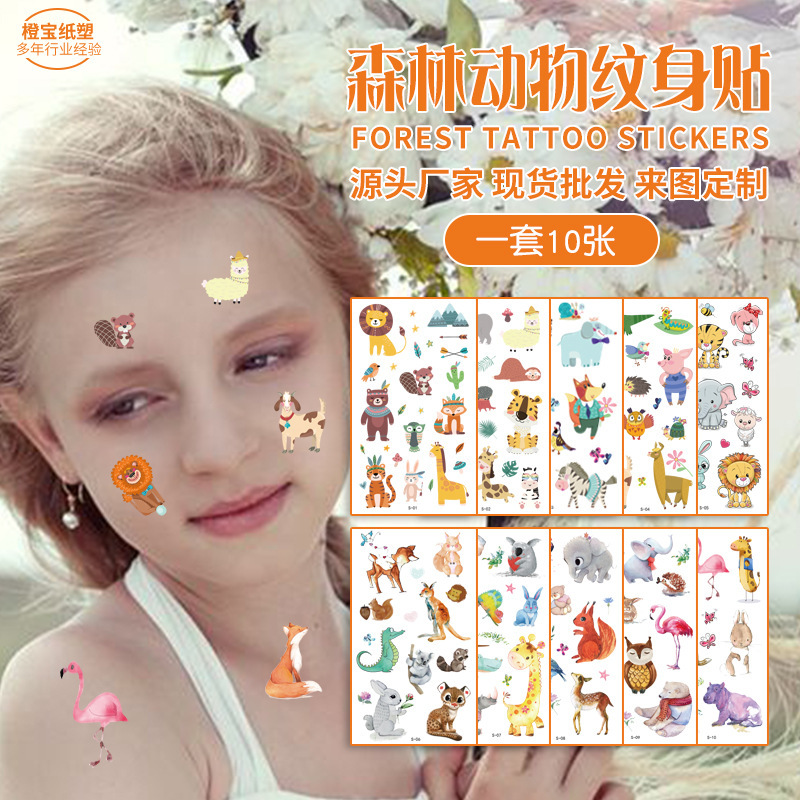 Cross-border new children's cartoon tattoo stickers waterproof animal series face temporary cute funny anime stickers Cross-border new children's cartoon tattoo stickers waterproof animal series face temporary cute funny anime stickers
