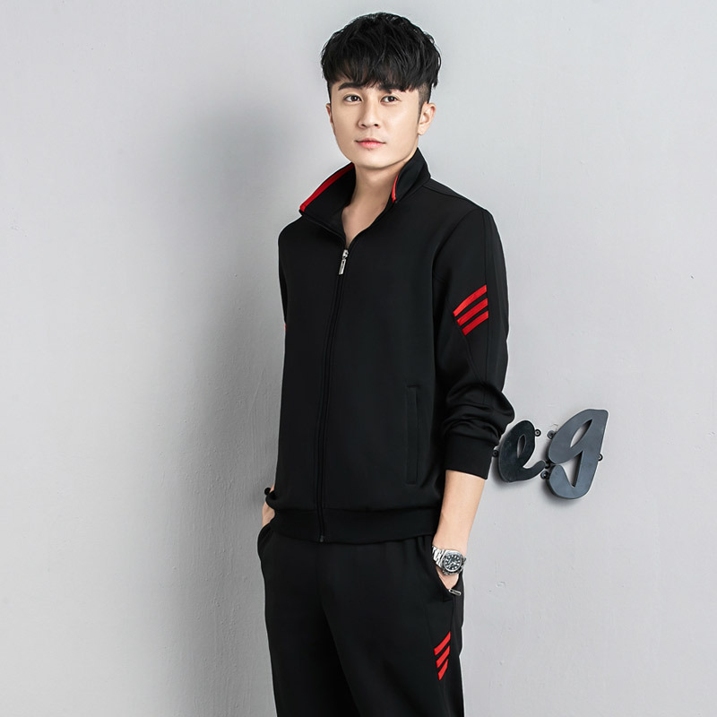 Traje deportivo informal de tres rayas para hombre, talla grande, sudadera moderna, chaqueta deportiva de otoño para hombre, pantalones de talla grande para mujer.