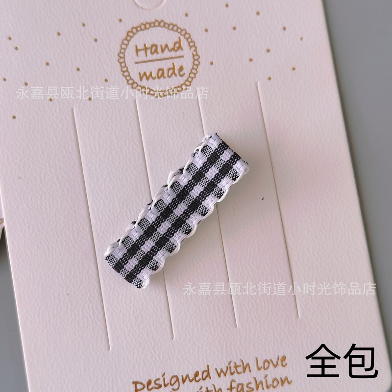 diy ヘアアクセサリー素材ヘアピンアクセサリー耳サイドチェック柄ウェビング 3.5-6 センチメートルオールインクルーシブクリップ子供のサイドクリップアクセサリー|undefined