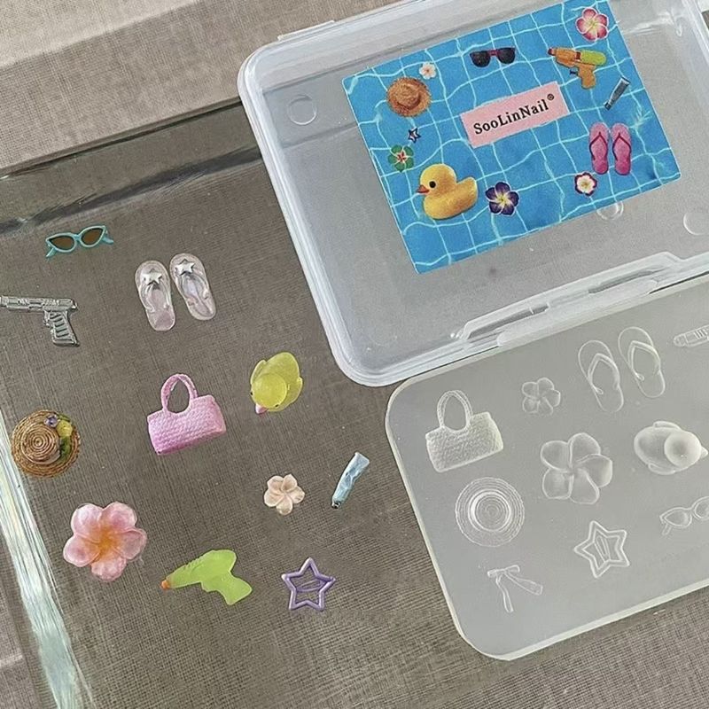 立体模具可爱鸭子拖鞋鸡蛋花硅胶美甲高透|undefined