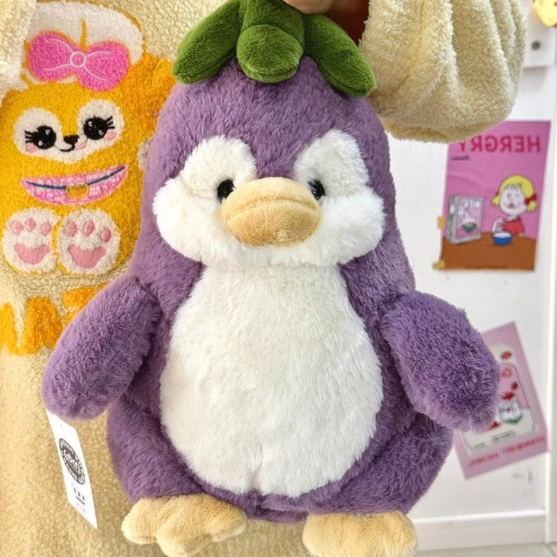 Eggplant Penguin Stuffed Toy Doll Cute Little Penguin Doll Soothing Sleeping Pillow Birthday Gift for Women