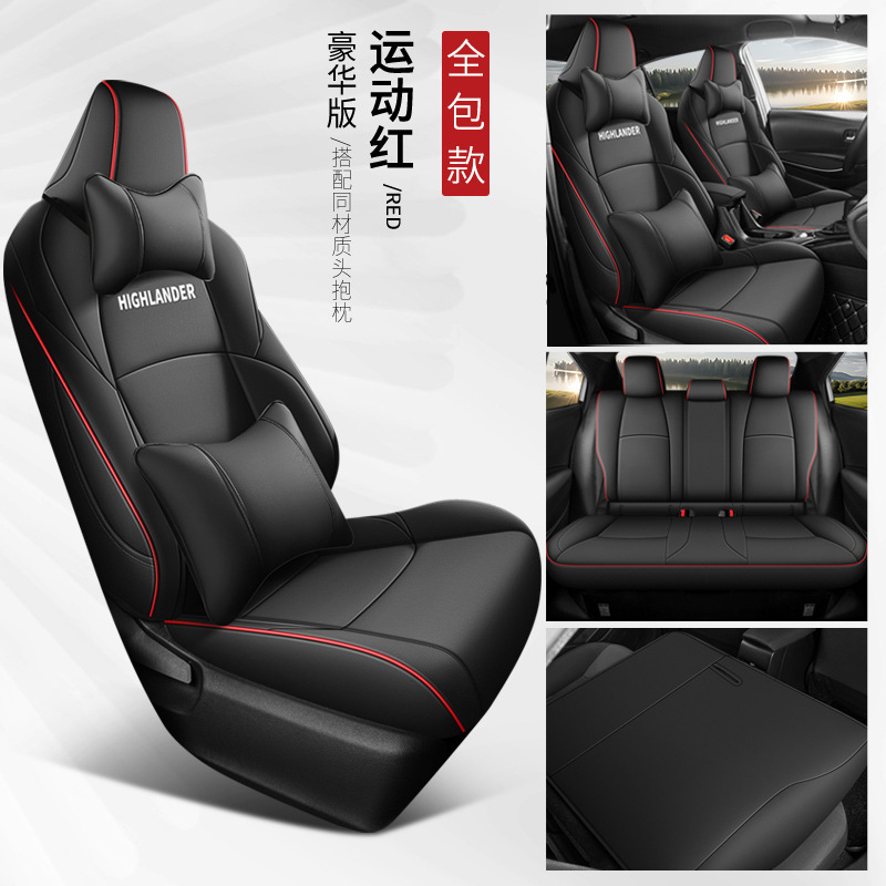 Modelə uyğun (Original) oturacaq örtükləri – Toyota for Toyota - sport-red-second-row-backrest-full-cover-deluxe-edition-five-seats-toyota-highlander-front-five-seats